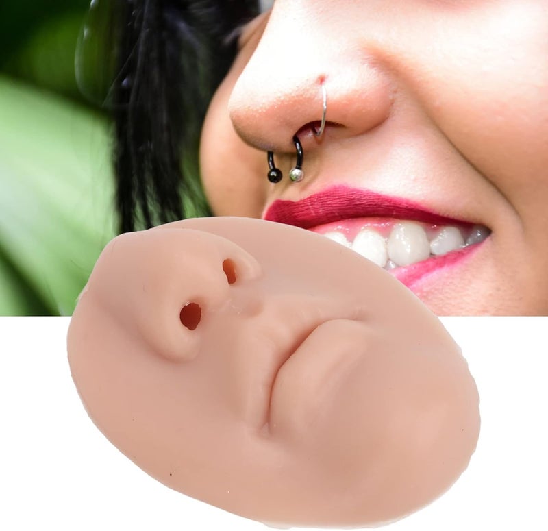 woobles 3pcs Silicone Nose Model, Reused Soft Nose Mold with Mouth Soft Elastic for Earrings Jewelry Display Rubber Nose for Piercing Practice (Medium Skin Color) - Image 2